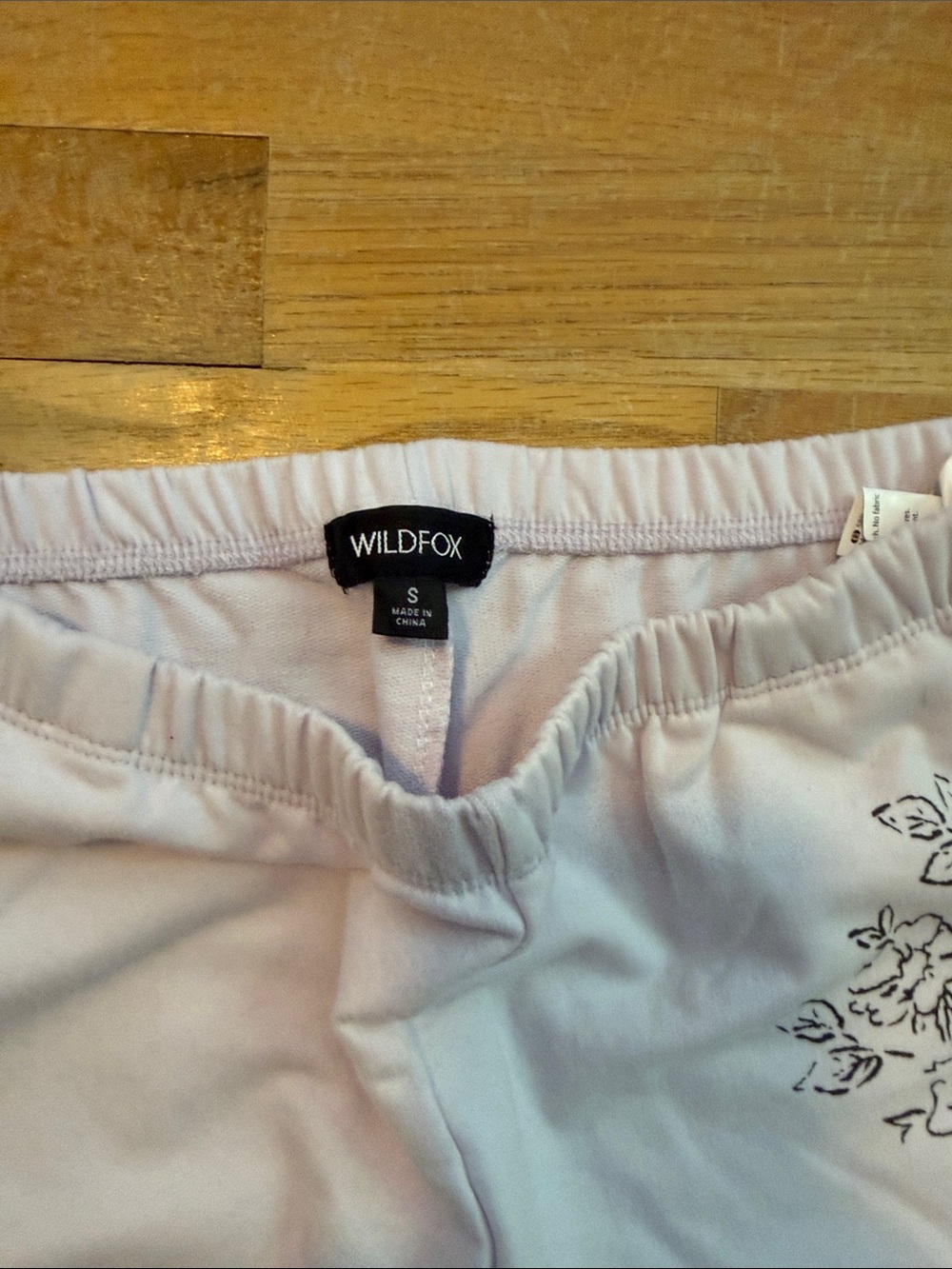 Wildfox Light Pink Joggers with Black Floral Accent - Picture 2 of 3